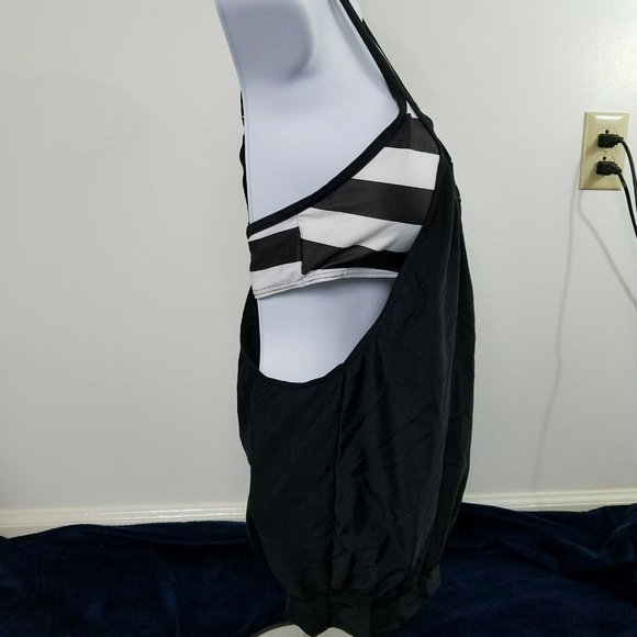 Tankini top Black White Women Size Small polymid Striped swimsuit bathing suit - Picture 5 of 9